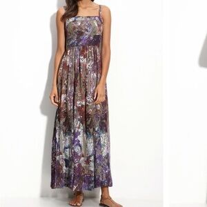 Suzi Chin X Maggy Boutique Empire Waist Silk Marble Print Maxi Dress Size 2